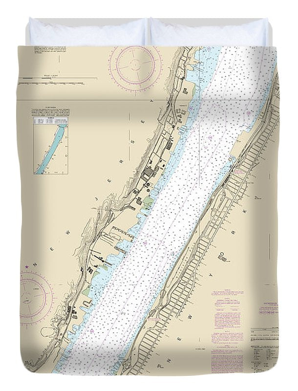 Nautical Chart-12341 Hudson River Days Point-george Washington Bridge - Duvet Cover