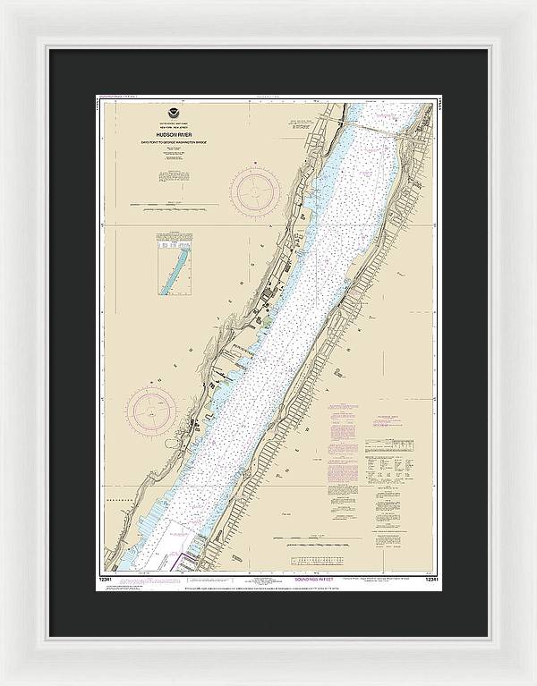 Nautical Chart-12341 Hudson River Days Point-george Washington Bridge - Framed Print