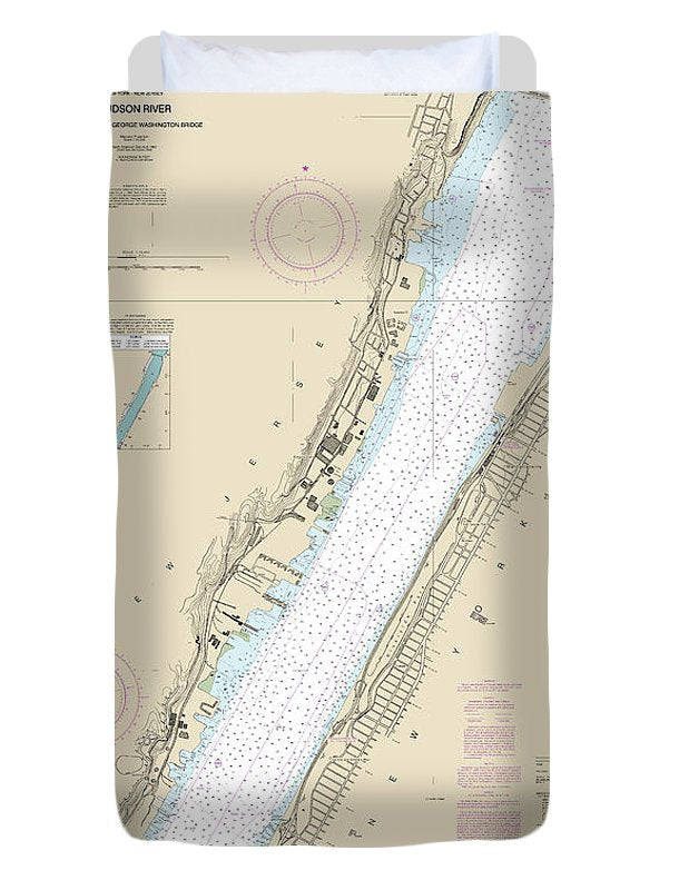 Nautical Chart-12341 Hudson River Days Point-george Washington Bridge - Duvet Cover