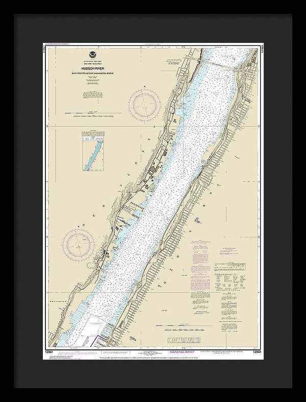 Nautical Chart-12341 Hudson River Days Point-george Washington Bridge - Framed Print