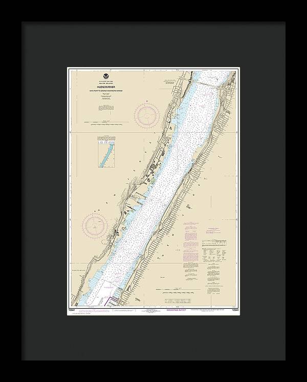 Nautical Chart-12341 Hudson River Days Point-george Washington Bridge - Framed Print