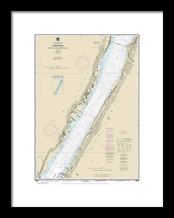 Nautical Chart-12341 Hudson River Days Point-george Washington Bridge - Framed Print