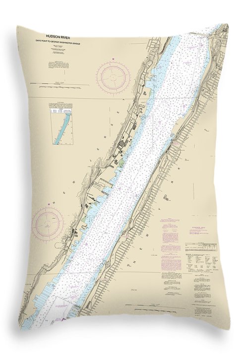 Nautical Chart-12341 Hudson River Days Point-george Washington Bridge - Throw Pillow