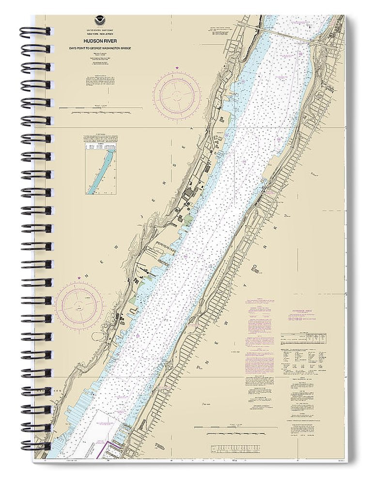 Nautical Chart 12341 Hudson River Days Point George Washington Bridge Spiral Notebook