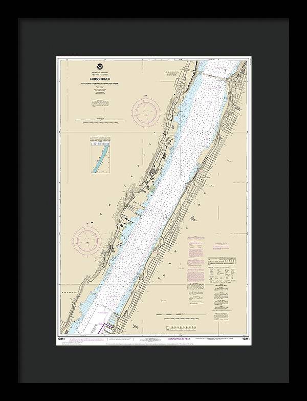 Nautical Chart-12341 Hudson River Days Point-george Washington Bridge - Framed Print