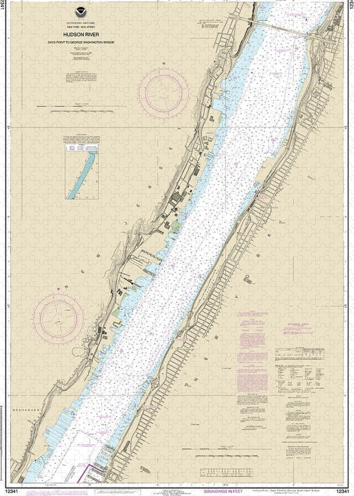 Nautical Chart-12341 Hudson River Days Point-george Washington Bridge - Puzzle