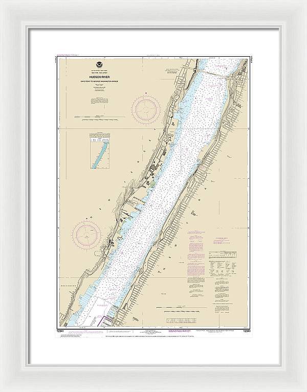 Nautical Chart-12341 Hudson River Days Point-george Washington Bridge - Framed Print