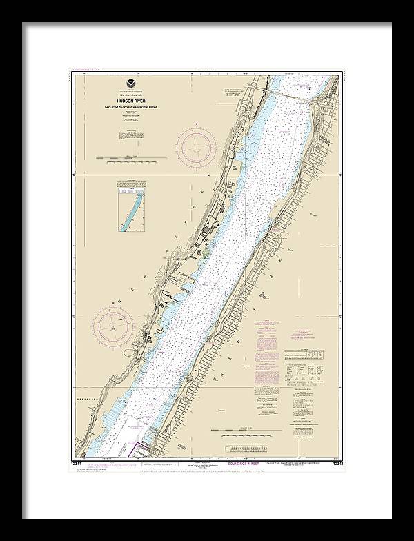 Nautical Chart-12341 Hudson River Days Point-george Washington Bridge - Framed Print