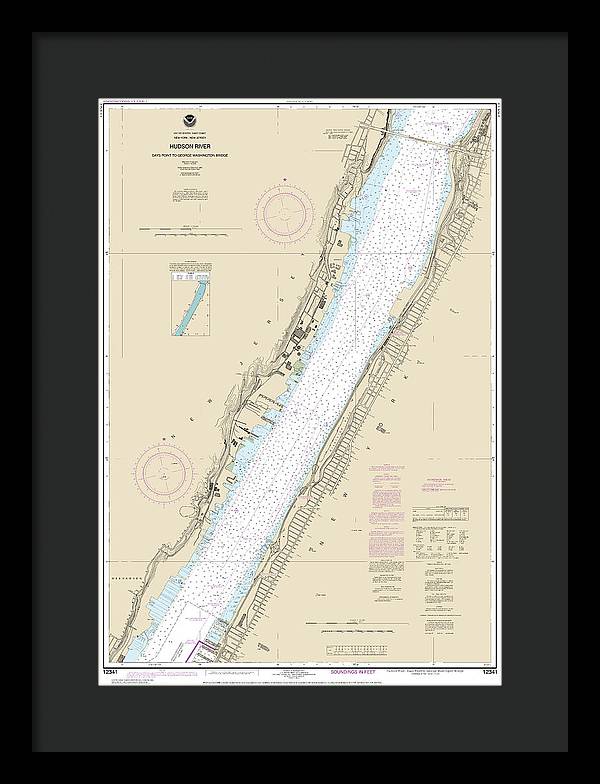 Nautical Chart-12341 Hudson River Days Point-george Washington Bridge - Framed Print