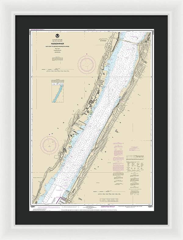 Nautical Chart-12341 Hudson River Days Point-george Washington Bridge - Framed Print