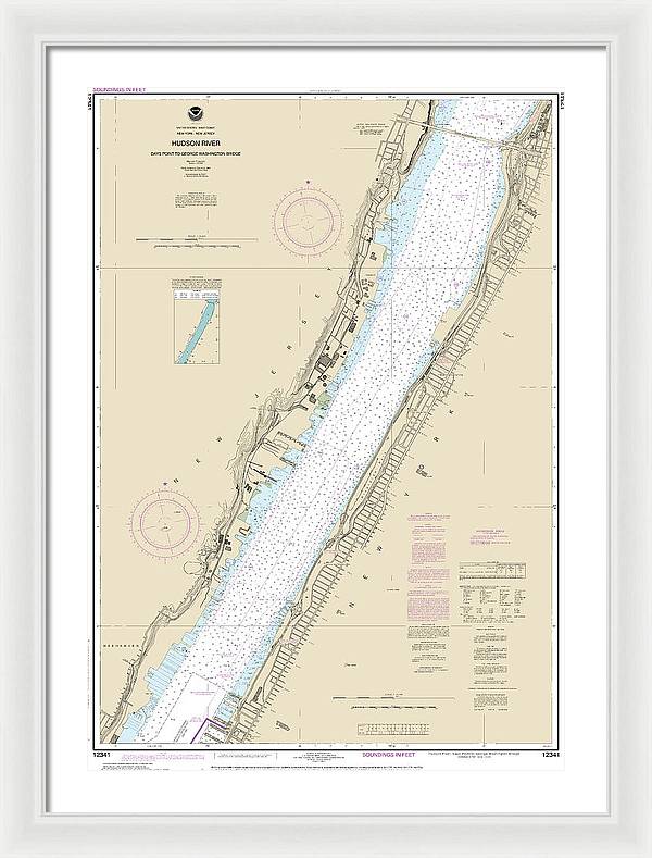 Nautical Chart-12341 Hudson River Days Point-george Washington Bridge - Framed Print