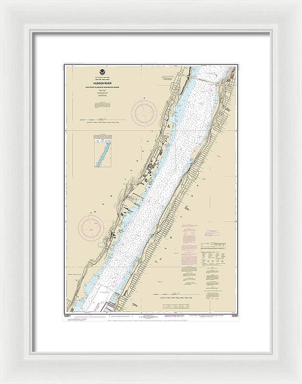 Nautical Chart-12341 Hudson River Days Point-george Washington Bridge - Framed Print