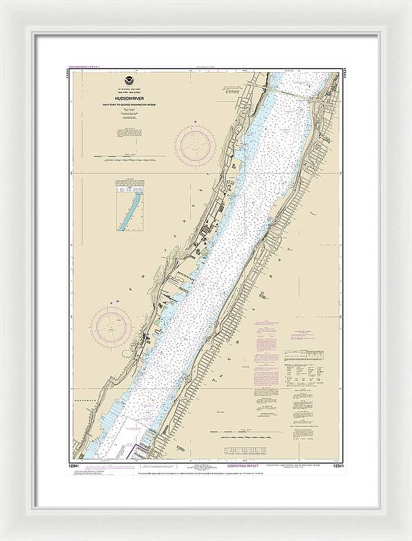 Nautical Chart-12341 Hudson River Days Point-george Washington Bridge - Framed Print