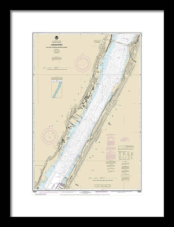 Nautical Chart-12341 Hudson River Days Point-george Washington Bridge - Framed Print