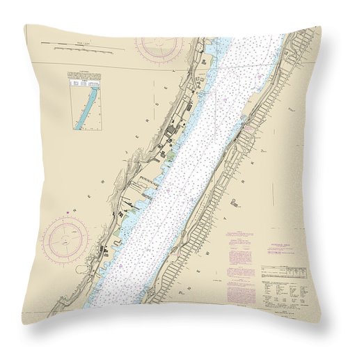 Nautical Chart-12341 Hudson River Days Point-george Washington Bridge - Throw Pillow