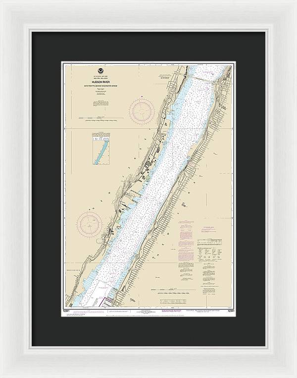 Nautical Chart-12341 Hudson River Days Point-george Washington Bridge - Framed Print