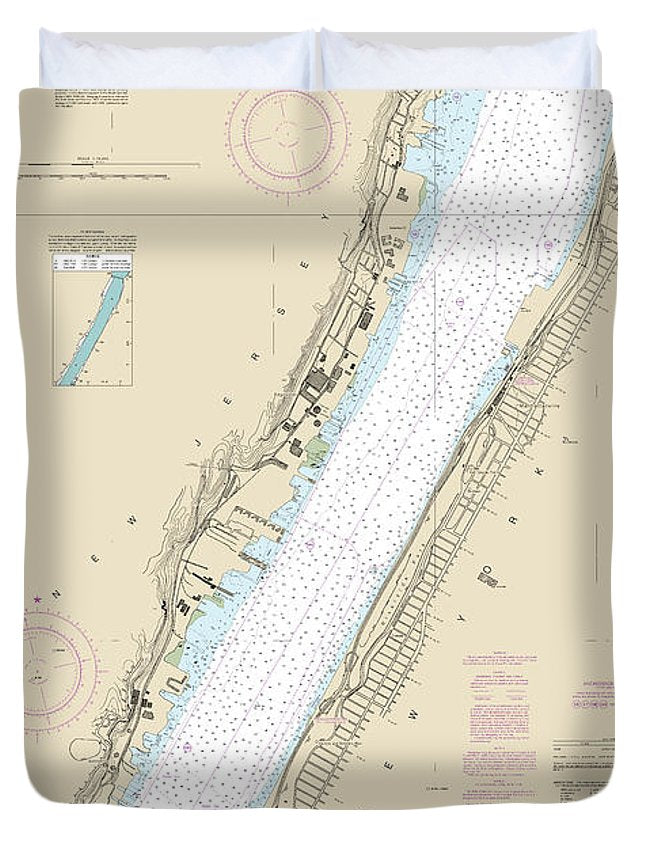 Nautical Chart-12341 Hudson River Days Point-george Washington Bridge - Duvet Cover