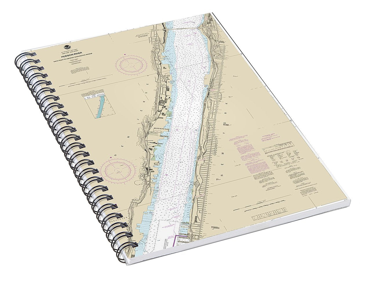 Nautical Chart-12341 Hudson River Days Point-george Washington Bridge - Spiral Notebook