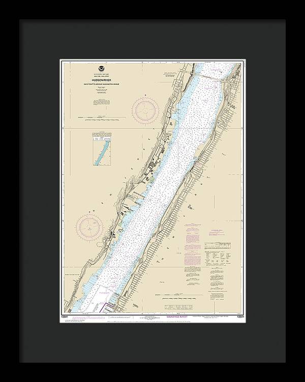 Nautical Chart-12341 Hudson River Days Point-george Washington Bridge - Framed Print