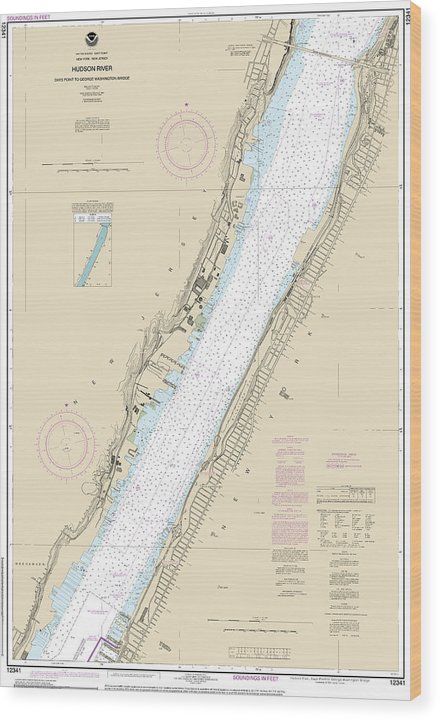 Nautical Chart-12341 Hudson River Days Point-George Washington Bridge Wood Print