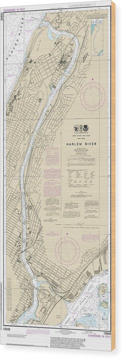 Nautical Chart-12342 Harlem River Wood Print