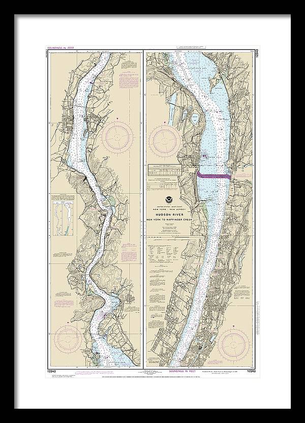 Nautical Chart-12343 Hudson River New York-wappinger Creek - Framed Print