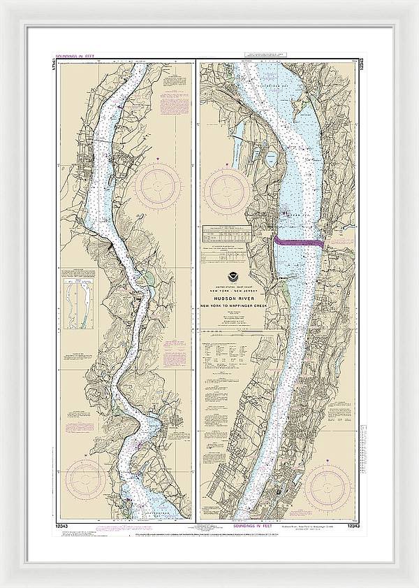 Nautical Chart-12343 Hudson River New York-wappinger Creek - Framed Print