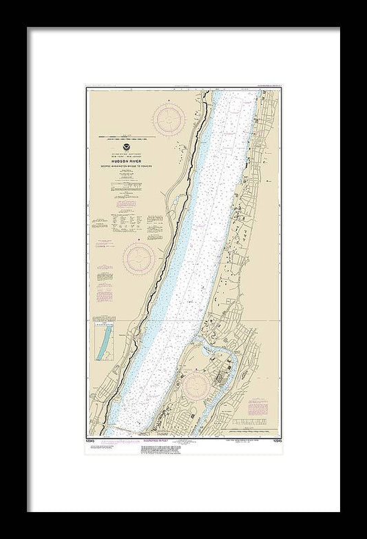 Nautical Chart-12345 Hudson River George Washington Bridge-yonkers - Framed Print