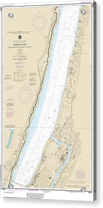 Nautical Chart-12345 Hudson River George Washington Bridge-yonkers - Acrylic Print