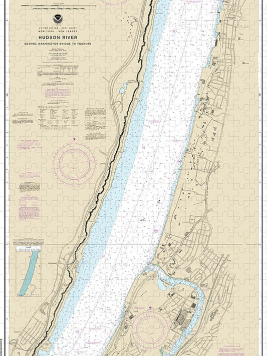 Nautical Chart 12345 Hudson River George Washington Bridge Yonkers Puzzle