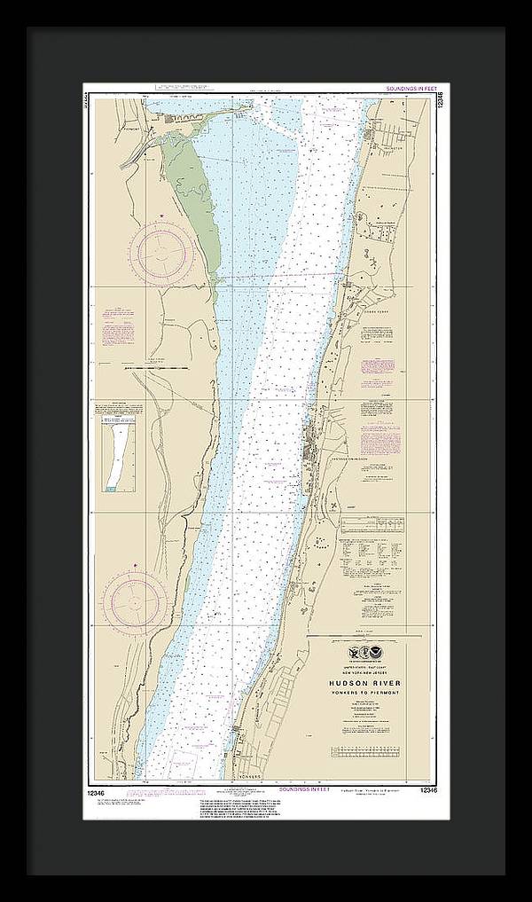 Nautical Chart-12346 Hudson River Yonkers-piermont - Framed Print