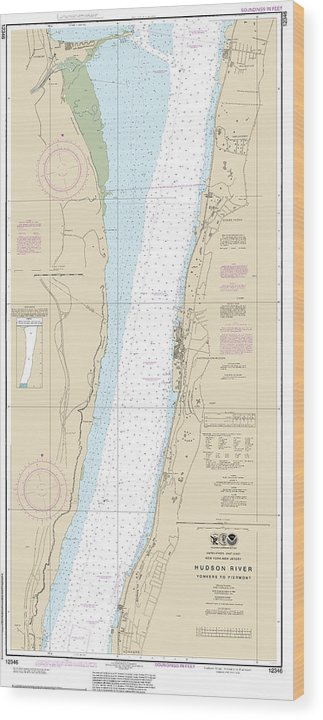 Nautical Chart-12346 Hudson River Yonkers-Piermont Wood Print