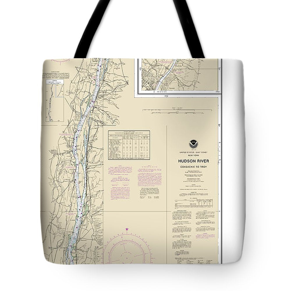 Nautical Chart-12348 Hudson River Coxsackie-troy - Tote Bag