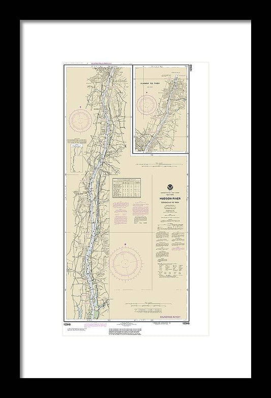 A beuatiful Framed Print of the Nautical Chart-12348 Hudson River Coxsackie-Troy by SeaKoast
