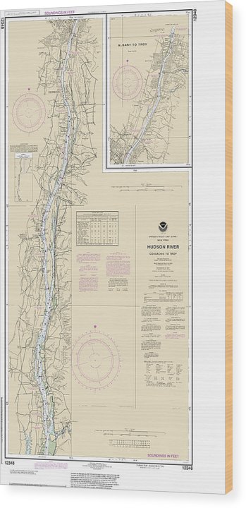 Nautical Chart-12348 Hudson River Coxsackie-Troy Wood Print