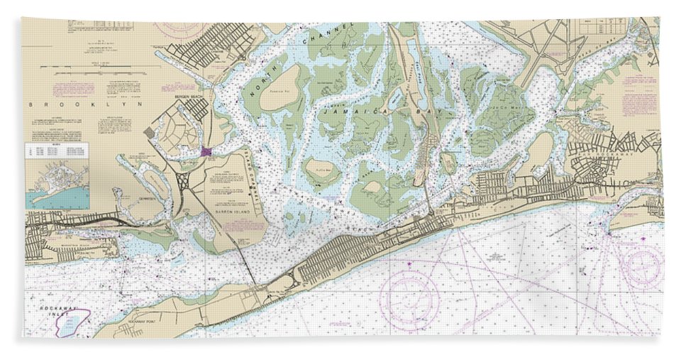 Nautical Chart-12350 Jamaica Bay-rockaway Inlet - Bath Towel