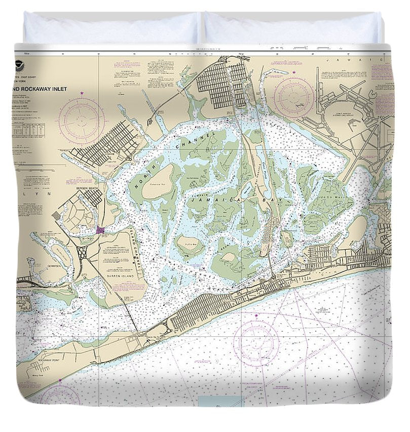 Nautical Chart 12350 Jamaica Bay Rockaway Inlet Duvet Cover