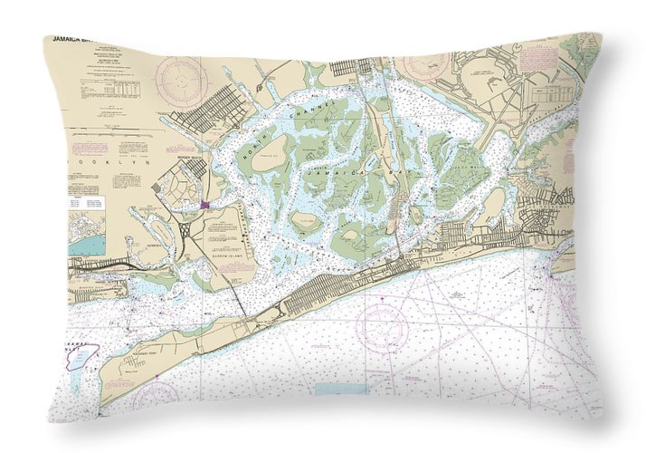 Nautical Chart-12350 Jamaica Bay-rockaway Inlet - Throw Pillow