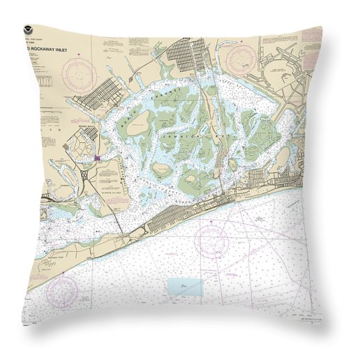 Nautical Chart-12350 Jamaica Bay-rockaway Inlet - Throw Pillow