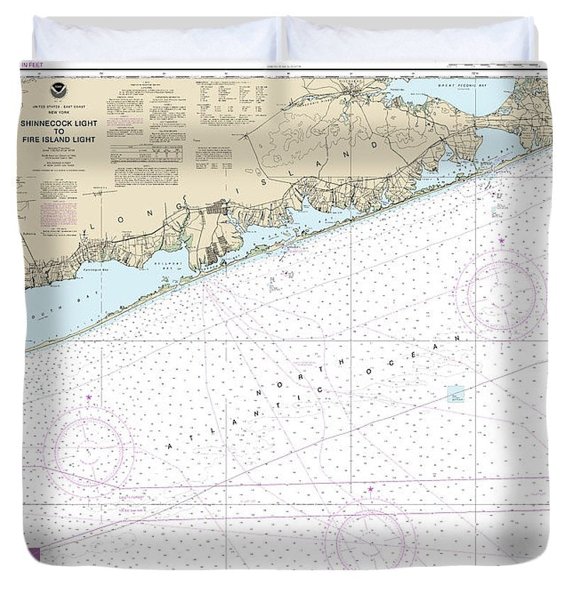 Nautical Chart 12353 Shinnecock Light Fire Island Light Duvet Cover