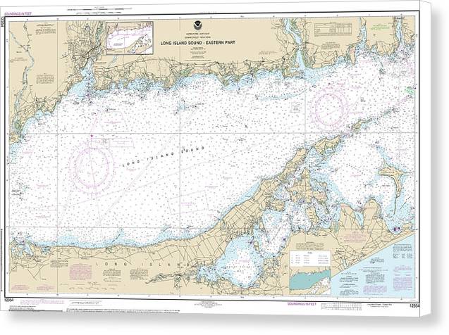 Nautical Chart-12354 Long Island Sound Eastern Part - Canvas Print