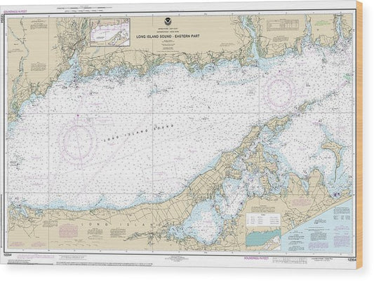 Nautical Chart-12354 Long Island Sound Eastern Part Wood Print