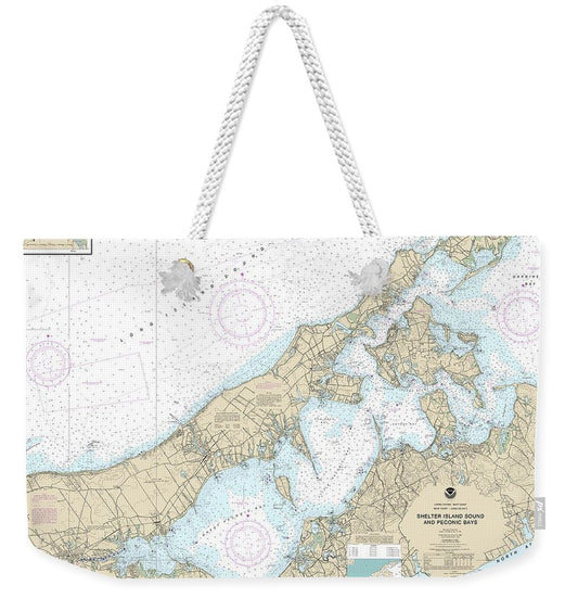 Nautical Chart-12358 New York Long Island, Shelter Island Sound-peconic Bays, Mattituck Inlet - Weekender Tote Bag