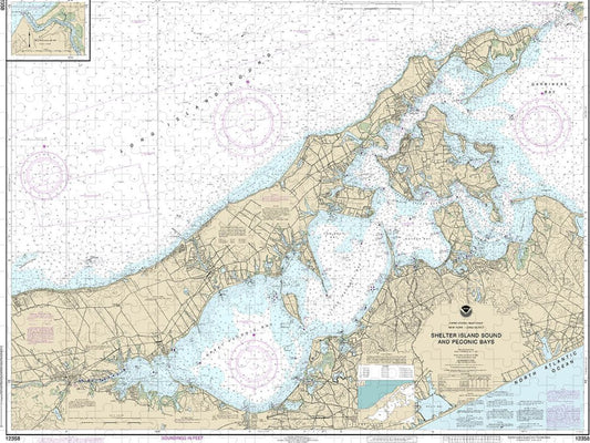 Nautical Chart 12358 New York Long Island, Shelter Island Sound Peconic Bays, Mattituck Inlet Puzzle
