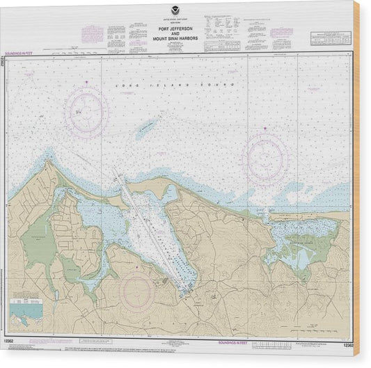 Nautical Chart-12362 Port Jefferson-Mount Sinai Harbors Wood Print