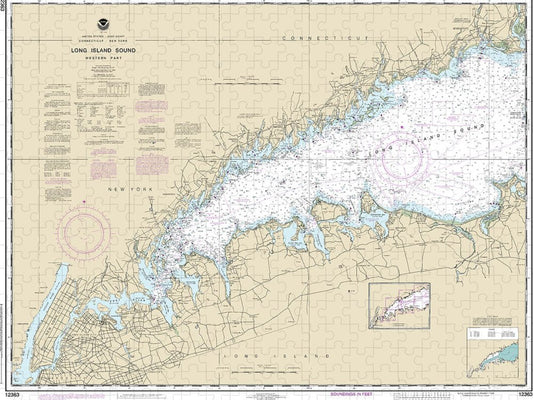 Nautical Chart 12363 Long Island Sound Western Part Puzzle