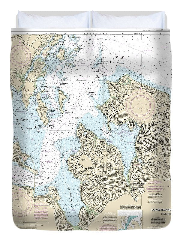 Nautical Chart-12366 Long Island Sound-east River Hempstead Harbor-tallman Island - Duvet Cover