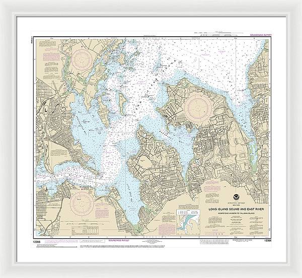 Nautical Chart-12366 Long Island Sound-east River Hempstead Harbor-tallman Island - Framed Print