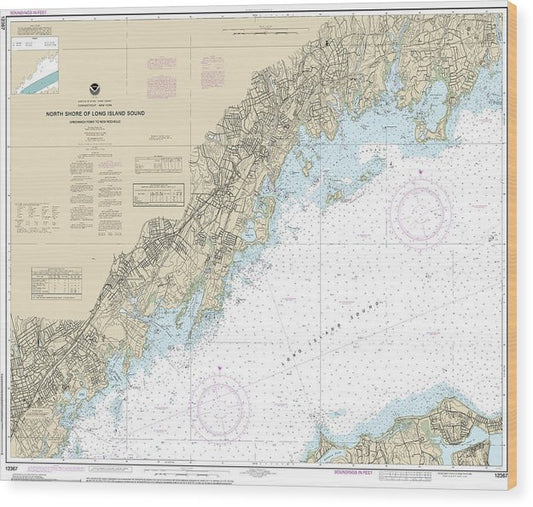 Nautical Chart-12367 North Shore-Long Island Sound Greenwich Point-New Rochelle Wood Print