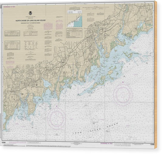 Nautical Chart-12368 North Shore-Long Island Sound Sherwood Point-Stamford Harbor Wood Print